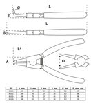 Set pinze per anelli di sicurezza 300 mm 4 pezzi