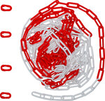 Catenella di chiusura rosso / bianco 4 moschettoni plastica 7,5 m