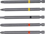 Serie di inserti attacco esagono esterno (1/4) intaglio a croce PH, intaglio a croce PZ, intaglio piatto lunghezza 110 mm 5 pz