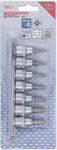 Serie di chiavi a bussola (3/8) profilo a T (per Torx) con alesatura T15 - T50 7 pz