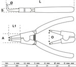 Pinza per anelli seeger piegata per seeger esterni 180 mm