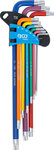 Serie di chiavi ad angolo multicolore extra lunghe profilo a T (per Torx) T10 - T50 9 pz