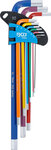 Serie di chiavi ad angolo multicolore extra lunghe esagono interno 1,5 - 10 mm 9 pz