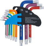 Serie di chiavi ad angolo multicolore corta profilo a T (per Torx) T10 - T50 9 pz