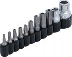 Serie di inserti attacco esagono esterno 6,3 mm (1/4) / 10 mm (3/8) profilo a T (per Torx) con alesatura 11 pz