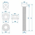 Set di viti M8 6 pezzi per bussola
