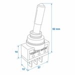 Interruttore a levetta LED rosso 12V-max. 20A