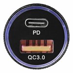 Caricabatterie rapido USB tipo A+C 2 vie 12 24V 3100mA