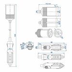 Cavo prolunga 1M con caricabatterie USB bidirezionale tipo A 12V 24V
