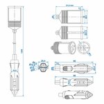 Cavo prolunga 1M con caricatore USB 2 vie tipo A 12V 24V