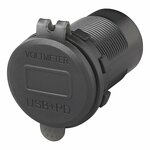 Scatola USB da incasso  tripla  con 2x tipo A e 1x tipo C + voltmetro