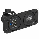 Kit da incasso: voltmetro 6-30V + porta USB doppia tipo A 2x2100mA
