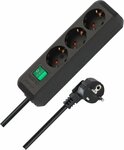 Presa multipla con interruttore 3 prese nero 5 m h05vv-f 3g1,5