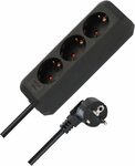 Cavo di prolunga 3 prese nero 1,5 m h05vv-f 3g1,5
