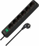 Con interruttore presa multipla a 6 nero 1,5 m h05vv-f 3g1,5