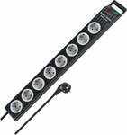 Estensore multiplo 8 prese luce nera 2,5 m h05vv-f 3g1,5