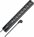 19.500a presa multipla con protezione di sovratensione 7 prese nero 2m h05vv-f 3g1,5