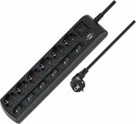 Presa multipla commutabile singolarmente 6 2m h05vv-f 3g1,5 nero