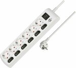 Multipresa a 6 prese commutabili singolarmente 2 m h05vv-f 3g1,5 bianco