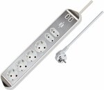 Presa angolare con funzione di ricarica usb a 6 vie 4x prese di protezionee 2x euro argento bianco