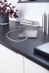 Presa angolare con funzione di ricarica usb a 6 vie 4x prese di protezionee 2x euro argento bianco