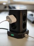 Presa a torre a 8 vie con 4x usb nero 2m h05vv-f3g1.5