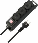 Multipresa con interruttore  ip44 a 3 prese nero 2m h07rn-f 3g1,5