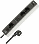 Presa multipla con 3 prese con timer per il conto alla rovescia,1x usb a, 1x usb c, bianco nero, 1,5 m h05vv-f 3g1,5