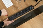 Ciabatta con 2 prese di ricarica usb c 5x nero 3m h05vv-f3g1,5