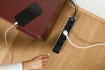 Multipresa a 2 usb c a 4 prese bianco nero 1,5 m h05vv-f3g1,5