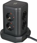 Torre di connessione a 8 vie con 2x usb a, 1x usb c power delivery nero 2m h05vv-f3g1.5