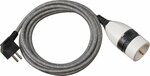 Cavo di prolunga in plastica di qualita con interruttore rotante e guaina in tessuto 3m H05VV-F 3G1,5 nero bianco