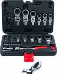 Serie di chiavi ad anello a cricchetto a pressione e serie di inserti 6 - 20 mm 27 pz