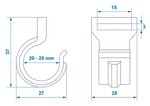 Clip per tenda per palo tenda 20-25mm con fessura nera x10 pezzi