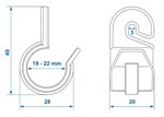 Clip per tenda per palo tenda 19-22mm con gancio x10 pezzi