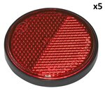 Riflettore rosso 58 mm autoadesivo con piastra di base x5 pezzi