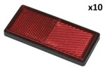 Riflettore rosso 85x39 mm autoadesivo con piastra di base x10 pezzi
