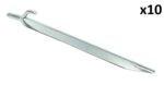 Picchetto da tenda 25 cm in metallo con gancio x10 pezzi