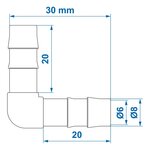 Raccordo a gomito per tubo 8 mm x10 pezzi
