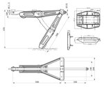 Supporto angolare per caravan 1000 kg 605 x 280 mm H: 470 mm con piede stabilizzante e meccanismo di estensione prolungato