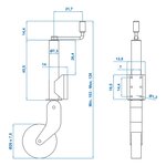 Ruota jockey 73 mm cerchio in metallo con pneumatico in gomma 260 x 65 mm pieghevole