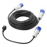 Set CEE con prolunga da 20 m 3x2,5 mm e cavo adattatore da 40 cm da spina Schuko a CEE in borsa di stoccaggio