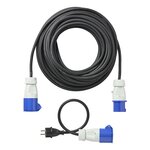 Set CEE con prolunga da 20 m 3x2,5 mm e cavo adattatore da 40 cm da spina Schuko a CEE in borsa di stoccaggio