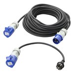 Set CEE con prolunga da 20 m 3x1,5 mm e cavo adattatore da 40 cm da spina Schuko a CEE in borsa di trasporto