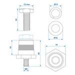 Set poli batteria avvitabili (+) e (-) in ottone M6 con bullone e rondella