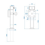Piede di supporto 60x60 mm inclinabile SF60 D42 SW19 410–655 mm 1300 kg