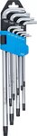 Serie di chiavi ad angolo extra lunghe profilo a T (per Torx) con alesatura T10 - T50 9 pz