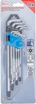 Serie di chiavi ad angolo extra lunghe profilo a T (per Torx) con alesatura T10 - T50 9 pz