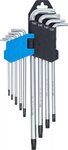 Serie di chiavi ad angolo extra lunghe profilo a T (per Torx) con alesatura T10 - T50 9 pz