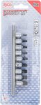 Serie di chiavi a bussola (1/4) profilo a TS (per Torx Plus) con alesatura 9 pz